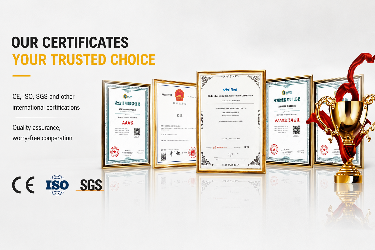 CE ISO SGS and supplier certificate proof